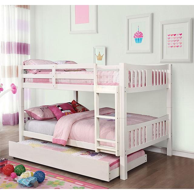 Cameron Dark Walnut, White & Gray Full/Full Bunk Bed - Visions in Furniture (La Mirada, CA)