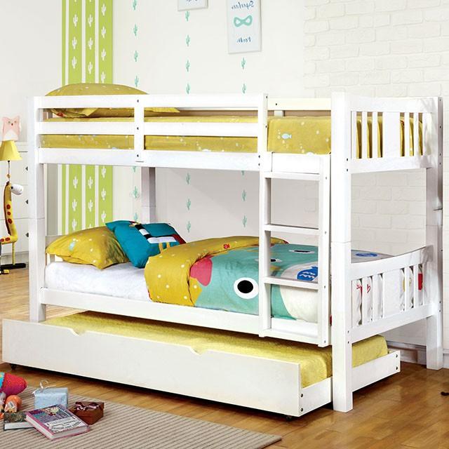 Cameron Dark Walnut, White & Gray Full/Full Bunk Bed - Visions in Furniture (La Mirada, CA)