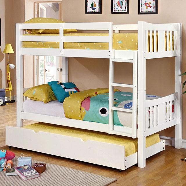 Cameron Dark Walnut, White & Gray Full/Full Bunk Bed - Visions in Furniture (La Mirada, CA)