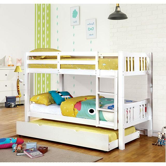 Cameron Dark Walnut, White & Gray Full/Full Bunk Bed - Visions in Furniture (La Mirada, CA)