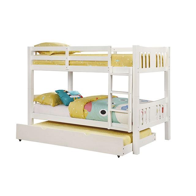 Cameron Dark Walnut, White & Gray Full/Full Bunk Bed - Visions in Furniture (La Mirada, CA)