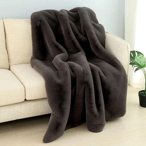 Caparica Charcoal Throw, Silver - Visions in Furniture (La Mirada, CA)