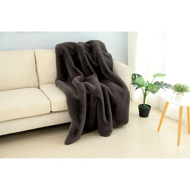 Caparica Charcoal Throw, Silver - Visions in Furniture (La Mirada, CA)
