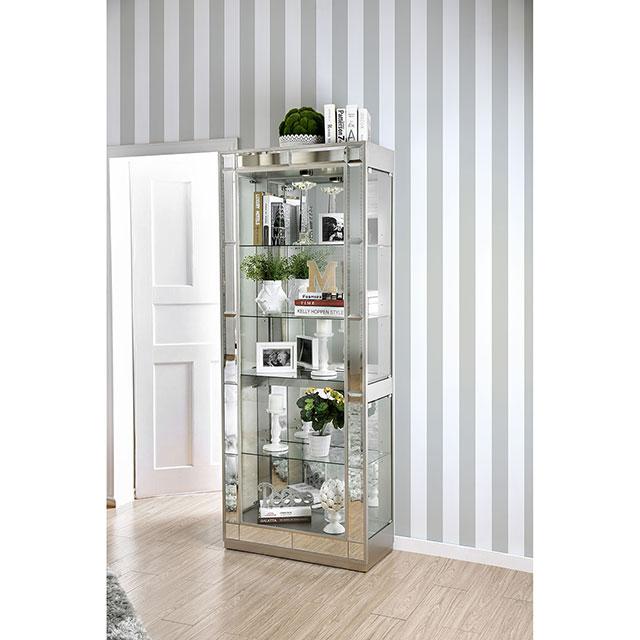 Carrollton Chrome Curio Cabinet - Visions in Furniture (La Mirada, CA)