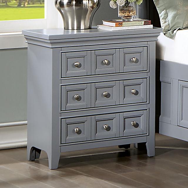 CASTLILE Night Stand w/ USB, Gray - Visions in Furniture (La Mirada, CA)