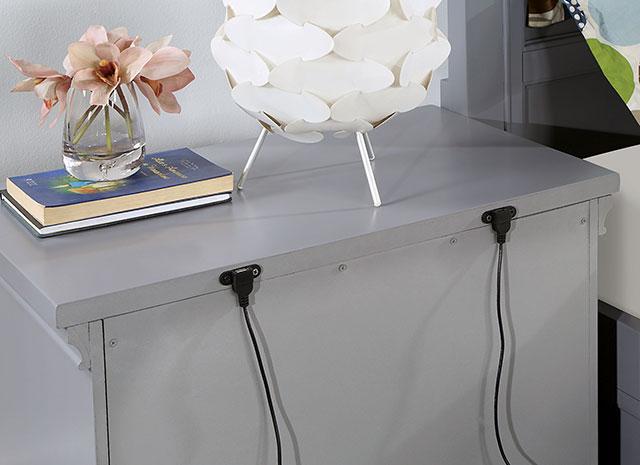CASTLILE Night Stand w/ USB, Gray - Visions in Furniture (La Mirada, CA)