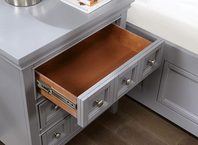 CASTLILE Night Stand w/ USB, Gray - Visions in Furniture (La Mirada, CA)