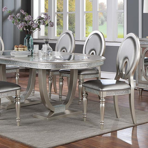 CATHALINA Oval Dining Table, Silver - Visions in Furniture (La Mirada, CA)