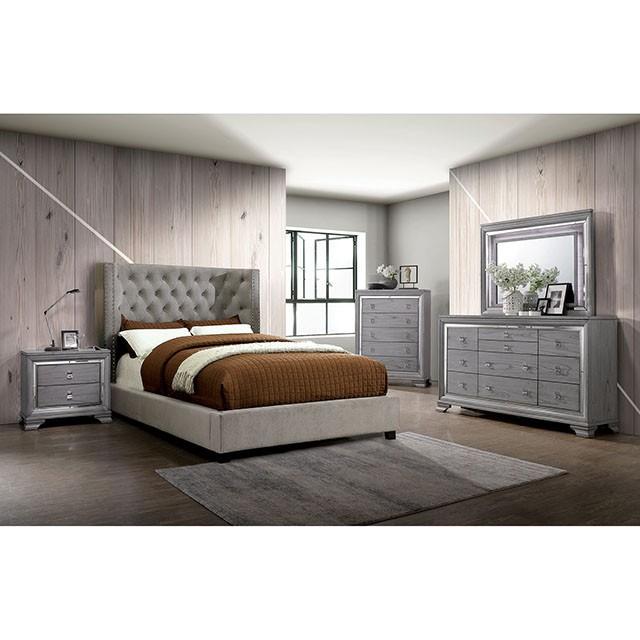 Cayla Bed Silver & Grey - Visions in Furniture (La Mirada, CA)