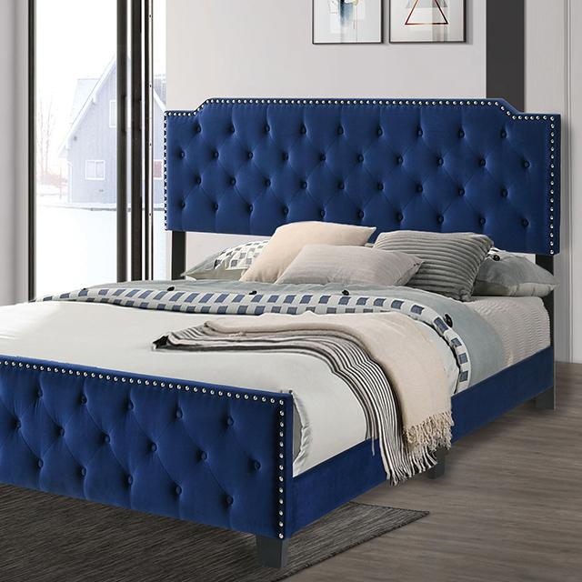 Charlize Bed Grey & Navy - Visions in Furniture (La Mirada, CA)