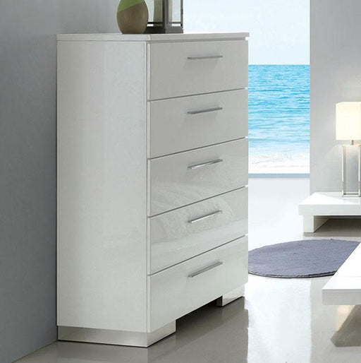 Christie Glossy White Chest - Visions in Furniture (La Mirada, CA)