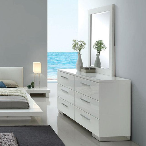 Christie Glossy White Dresser - Visions in Furniture (La Mirada, CA)