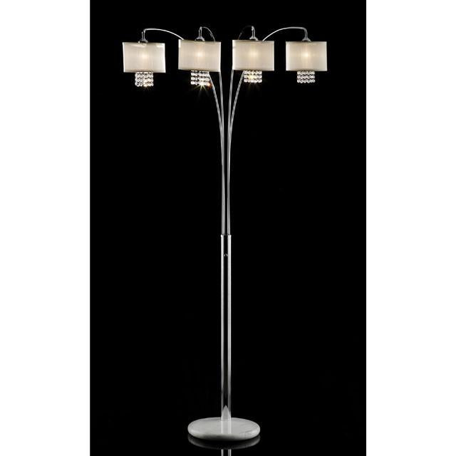 Claris Ivory/Chrome Arch Lamp, Hanging Crystal - Visions in Furniture (La Mirada, CA)