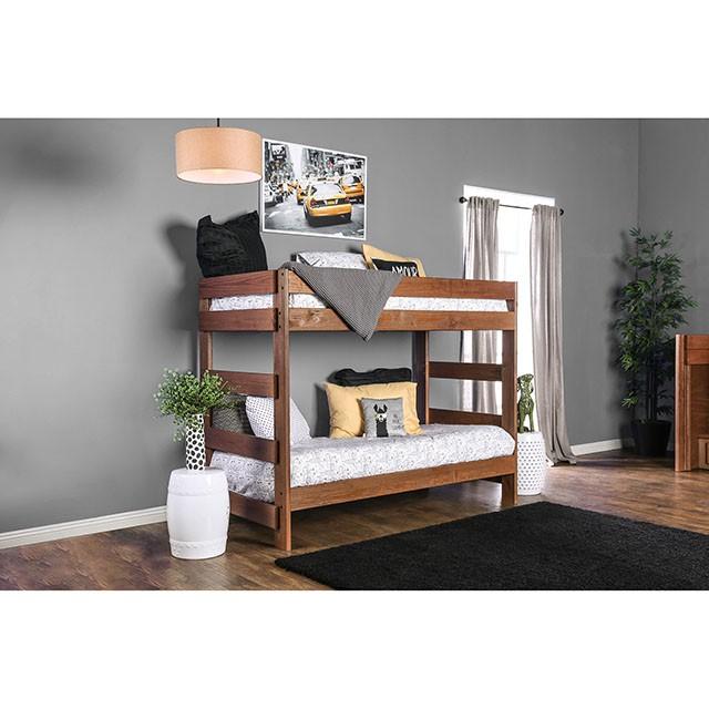 Arlette Twin/Twin Bunk Bed Brown, Black, Gray, & White - Visions in Furniture (La Mirada, CA)