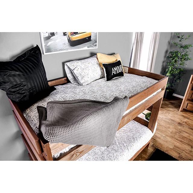 Arlette Twin/Twin Bunk Bed Brown, Black, Gray, & White - Visions in Furniture (La Mirada, CA)