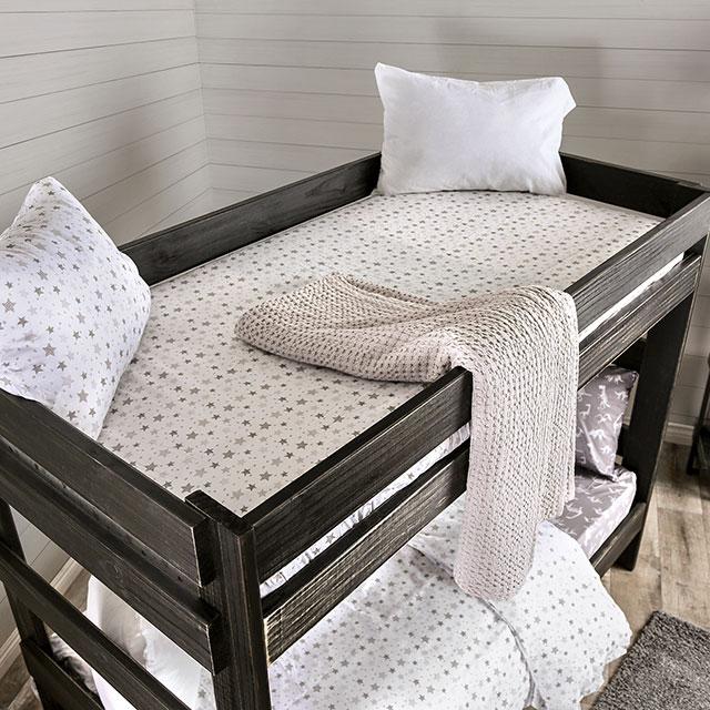 Arlette Twin/Twin Bunk Bed Brown, Black, Gray, & White - Visions in Furniture (La Mirada, CA)