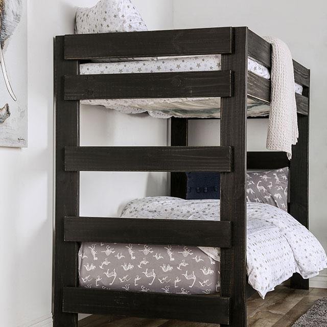 Arlette Twin/Twin Bunk Bed Brown, Black, Gray, & White - Visions in Furniture (La Mirada, CA)