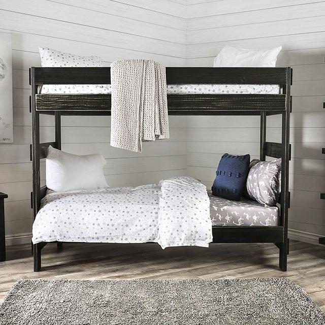 Arlette Twin/Twin Bunk Bed Brown, Black, Gray, & White - Visions in Furniture (La Mirada, CA)