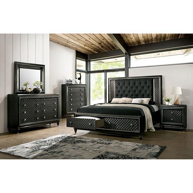 Demetria Metallic Gray Night Stand - Visions in Furniture (La Mirada, CA)