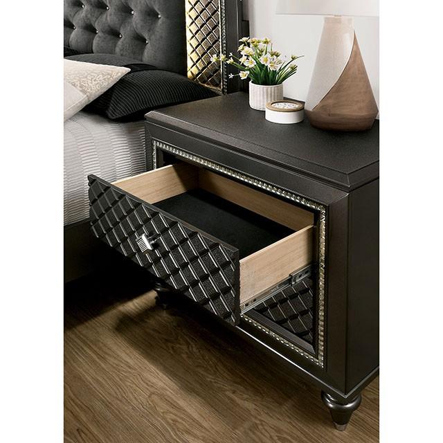 Demetria Metallic Gray Night Stand - Visions in Furniture (La Mirada, CA)