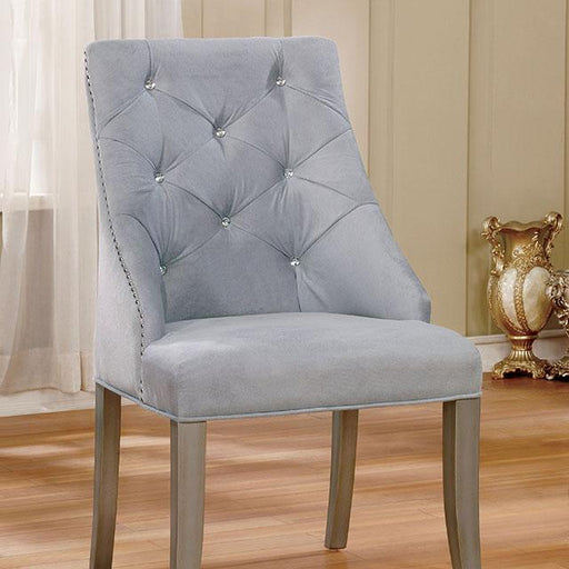 DIOCLES Silver/Light Gray Side Chair (2/CTN) - Visions in Furniture (La Mirada, CA)