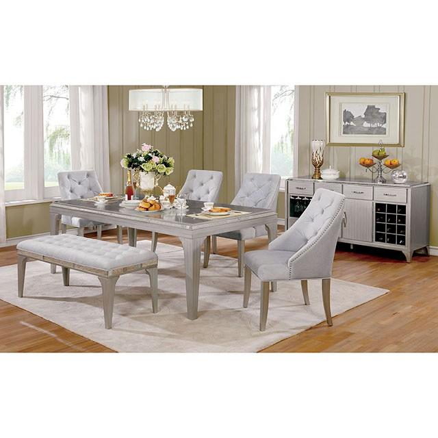 DIOCLES Silver/Light Gray Bench - Visions in Furniture (La Mirada, CA)