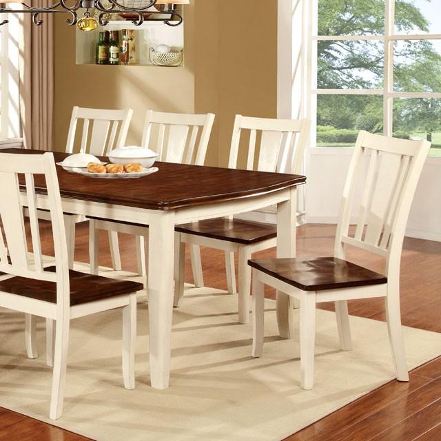 DOVER Vintage White/Cherry Dining Table w/ 18" Leaf - Visions in Furniture (La Mirada, CA)