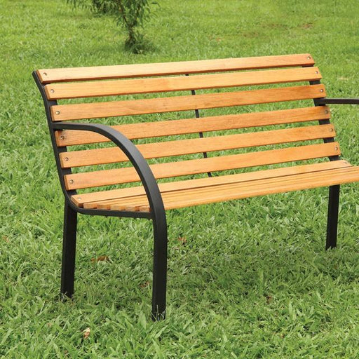 DUMAS Oak/Black Patio Wooden Bench - Visions in Furniture (La Mirada, CA)