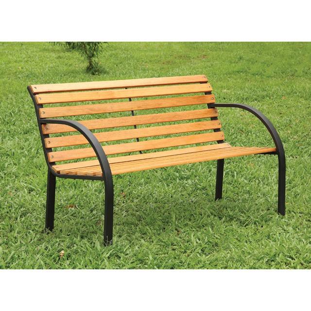 DUMAS Oak/Black Patio Wooden Bench - Visions in Furniture (La Mirada, CA)