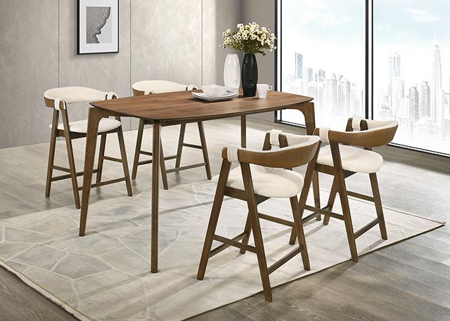 Ebikon 5 Pc Counter Ht Table Set Walnut - Visions in Furniture (La Mirada, CA)