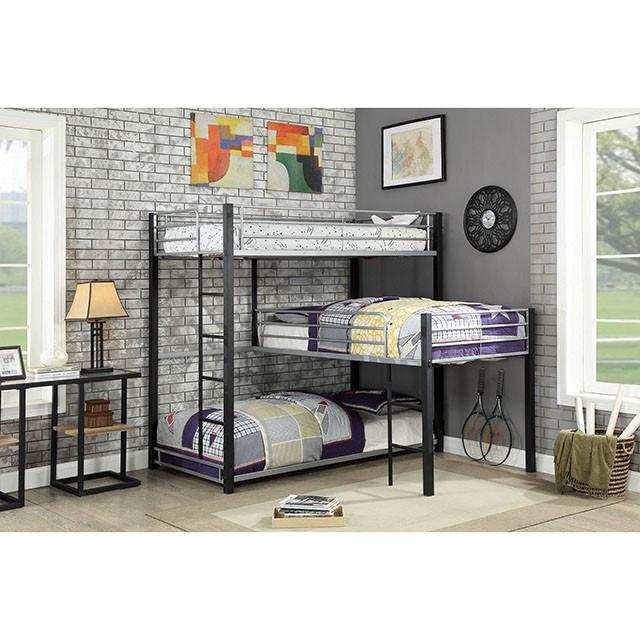 Aubrey Sand Black Twin Triple Decker Bed - Visions in Furniture (La Mirada, CA)