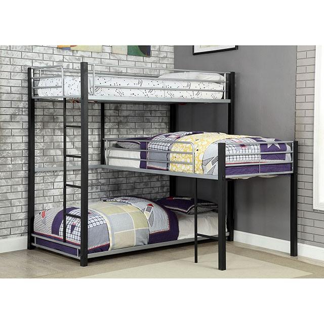 Aubrey Sand Black Twin Triple Decker Bed - Visions in Furniture (La Mirada, CA)