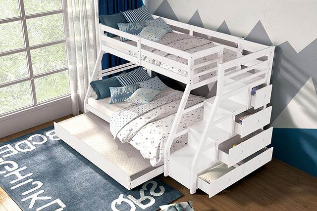 Ellington Twin/Full Bunk Bed White & Espresso - Visions in Furniture (La Mirada, CA)