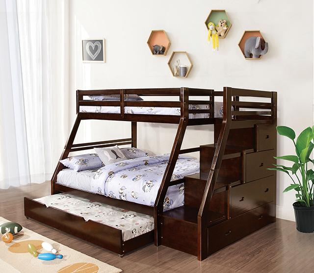 Ellington Twin/Full Bunk Bed White & Espresso - Visions in Furniture (La Mirada, CA)