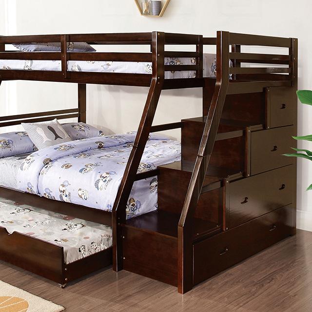Ellington Twin/Full Bunk Bed White & Espresso - Visions in Furniture (La Mirada, CA)