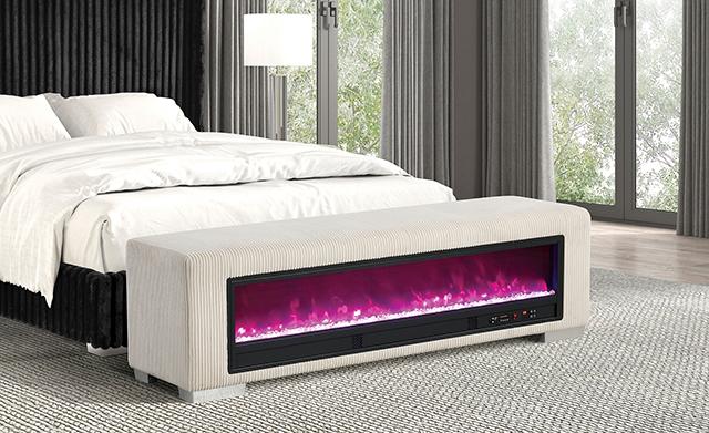 Elnath Bench w/ Visual Crystal Fireplace - Visions in Furniture (La Mirada, CA)