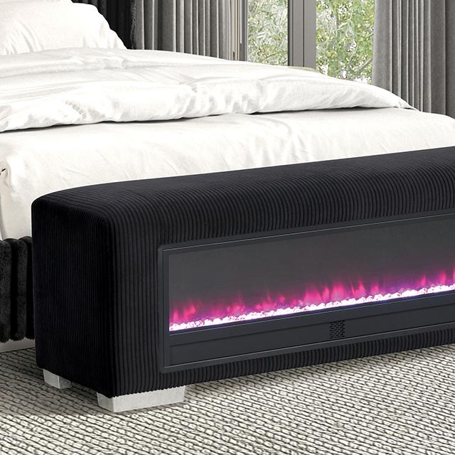 Elnath Bench w/ Visual Crystal Fireplace - Visions in Furniture (La Mirada, CA)
