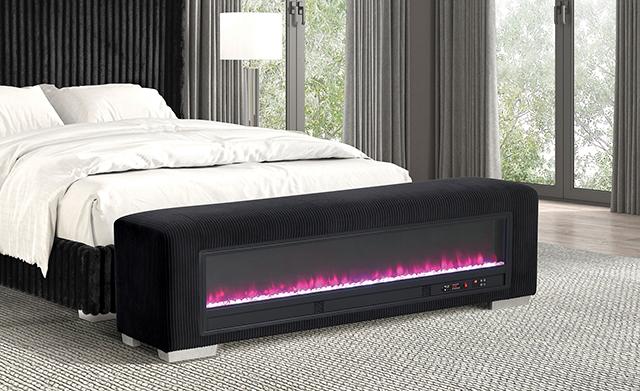 Elnath Bench w/ Visual Crystal Fireplace - Visions in Furniture (La Mirada, CA)
