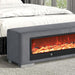 Elnath Bench w/ Visual Wood Log Fireplace Gray - Visions in Furniture (La Mirada, CA)