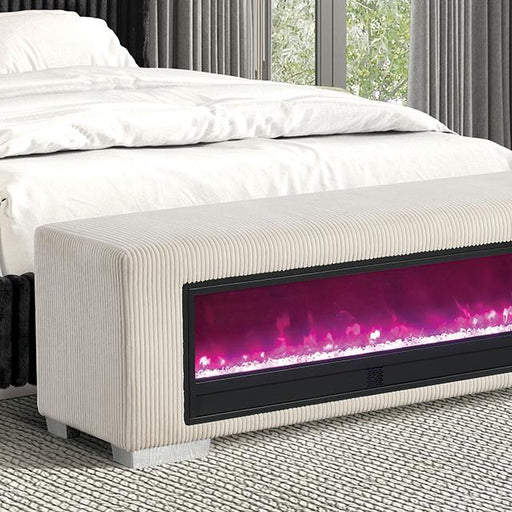 Elnath Bench w/ Visual Crystal Fireplace - Visions in Furniture (La Mirada, CA)