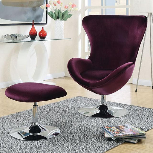 Eloise Purple Accent Chair w/ Ottoman - Visions in Furniture (La Mirada, CA)