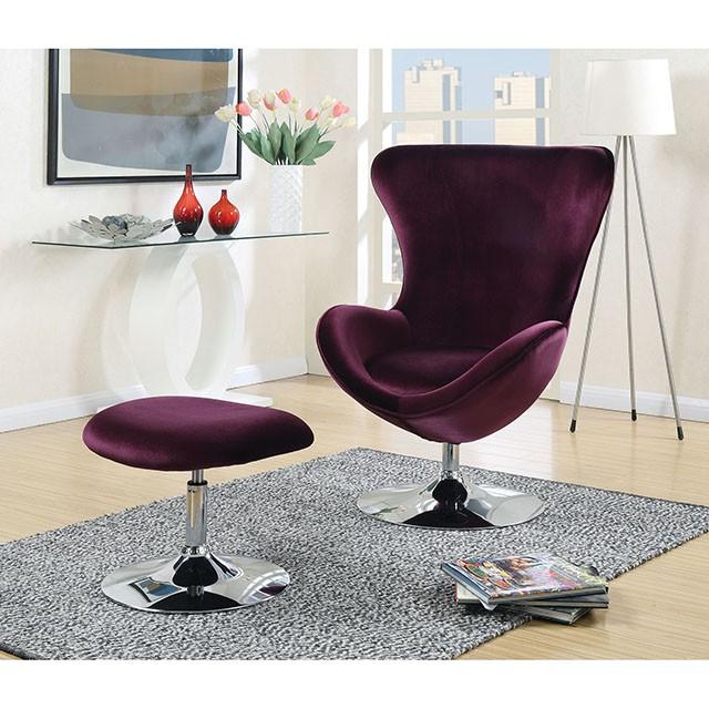 Eloise Purple Accent Chair w/ Ottoman - Visions in Furniture (La Mirada, CA)