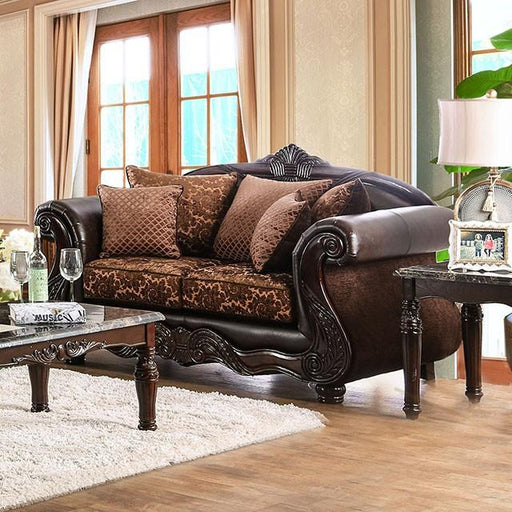 ELPIS Brown/Espresso Love Seat - Visions in Furniture (La Mirada, CA)