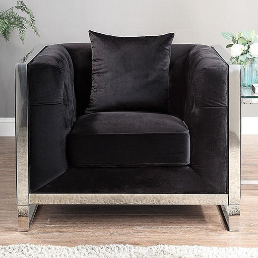 EVADNE Chair w/ Pillow, Black - Visions in Furniture (La Mirada, CA)