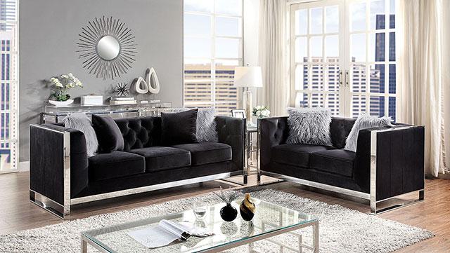 EVADNE Loveseat w/ Pillows, Black - Visions in Furniture (La Mirada, CA)