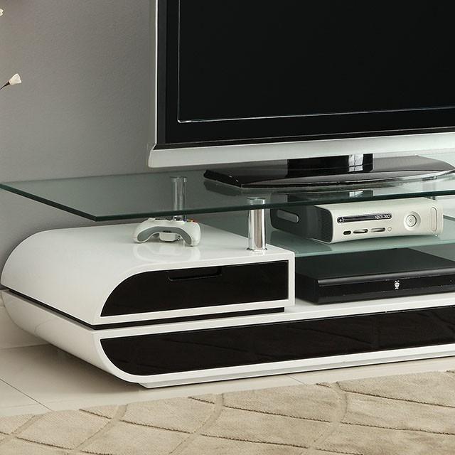 Evos Black/White 63" TV Console - Visions in Furniture (La Mirada, CA)