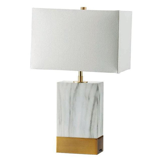 Faith White Marble/Gold 20"H White Marble Gold Table Lamp - Visions in Furniture (La Mirada, CA)
