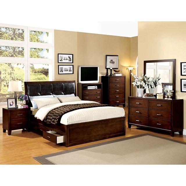 Enrico Full Queen Bed Brown, Black, & Cherry - Visions in Furniture (La Mirada, CA)