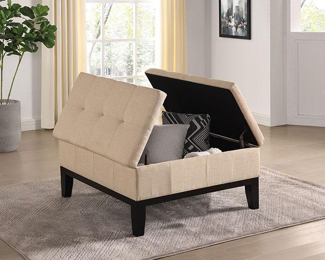 FAZIO Storage Ottoman, Beige - Visions in Furniture (La Mirada, CA)