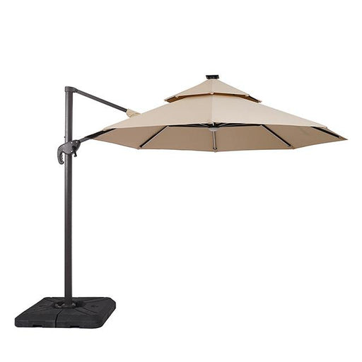 Fera 10 Ft Round Umbrella w/ LED Bulb + 37" Large Base - Visions in Furniture (La Mirada, CA)